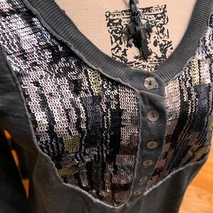 Free People Charcoal Knit Top